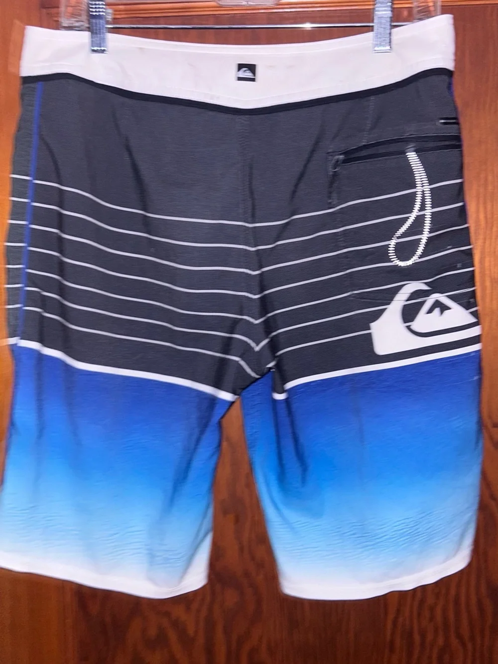 Quiksilver Black and Blue Gradient Stripe Boardshorts
